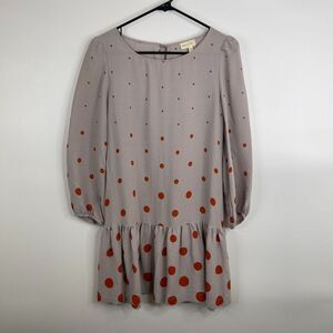 Meadow Rue Womens Minutiae Drop‎ Waste Dress Size 6 Polka Dot Gray Pockets Open